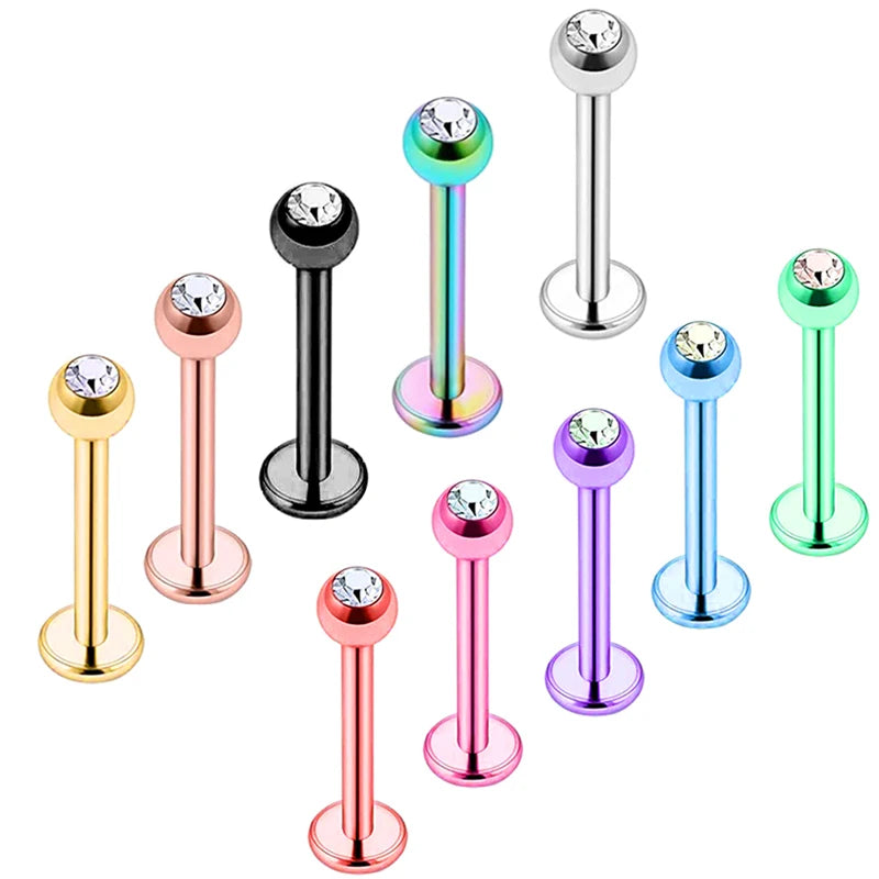 Tragus Helix Bar 3mm Ball Stainless Steel Labret Lip Bar Nose Stud Ear Cartilage Piercing Body Jewelry 10 Colors Wholesales M
