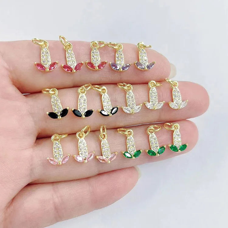 CZ8545 Dainty 18K Gold Mini Jewelry Supplies Small Cute Diamond CZ Cubic Zirconia Ear of Corn Cob Corncob Food Charms Pendant