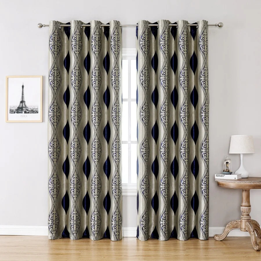 XinLan Factory Direct Color Customization Curtain Jacquard Blackout Curtain Ready Made Curtain for Bedroom