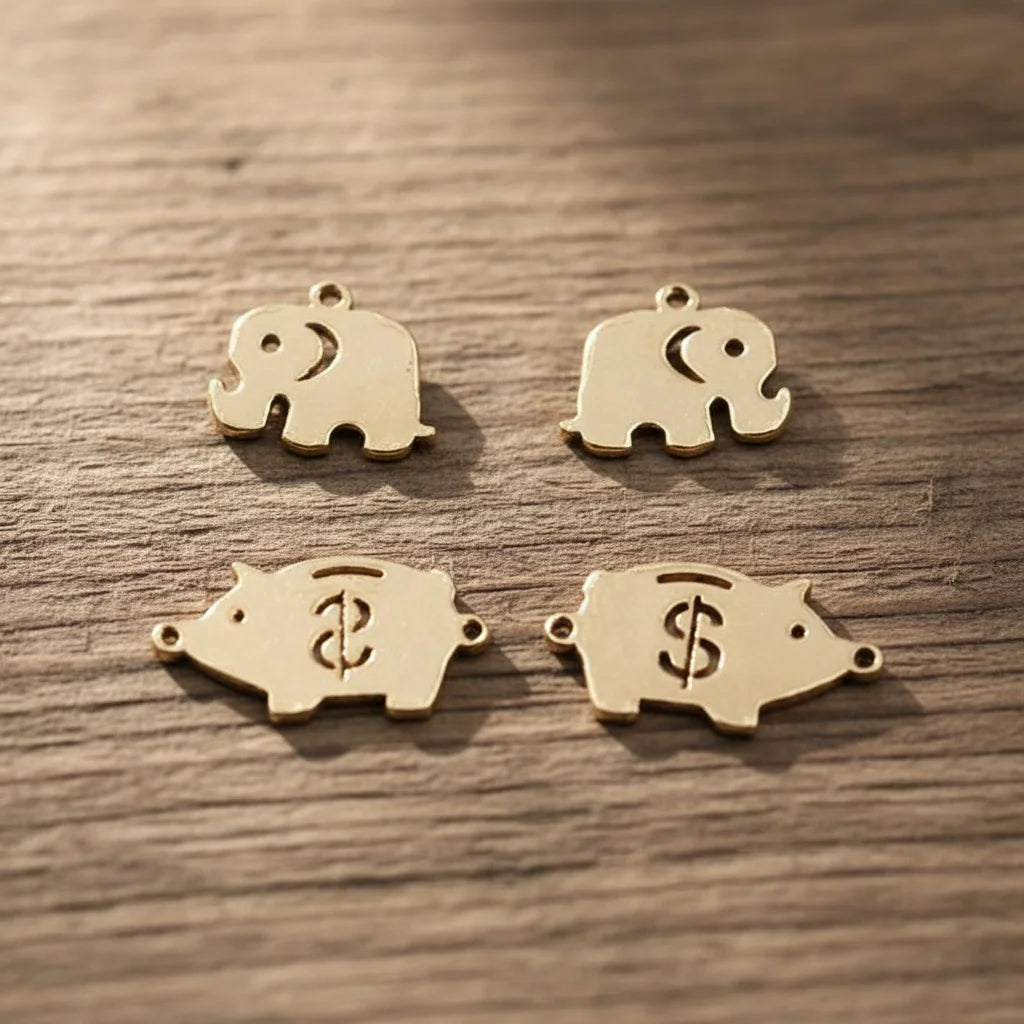 GP US 14k Gold Filled Animal Elephant Pig Charms Pendant Permanent Jewelry Chains Bracelets Making Connectors Wholesale