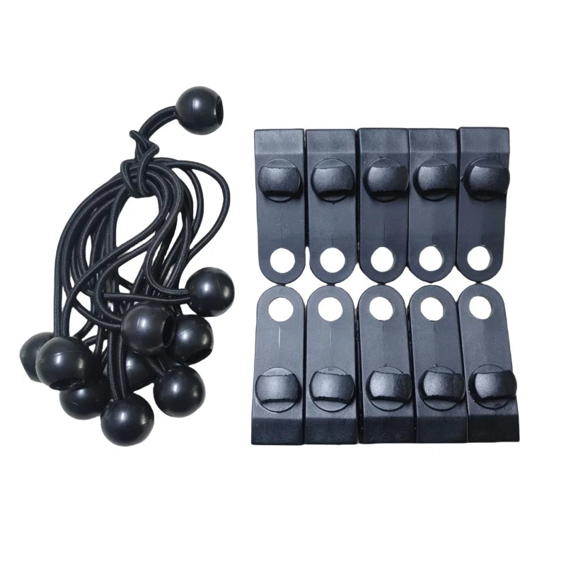 Hot Sale TA2052  10 Pcs Bungee Cord with Ball 10 Pcs Tarp Clip Set Heavy Duty Reusable Thumb Screw Tent Clamps Fixing Tarp Cl