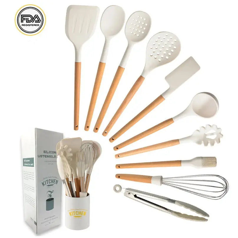 New Design 11pcs Silicone Kitchen Utensil Set Heat Resistance Utensils Cooking Home and Kitchen Cooking Utensil Sets Color Bo
