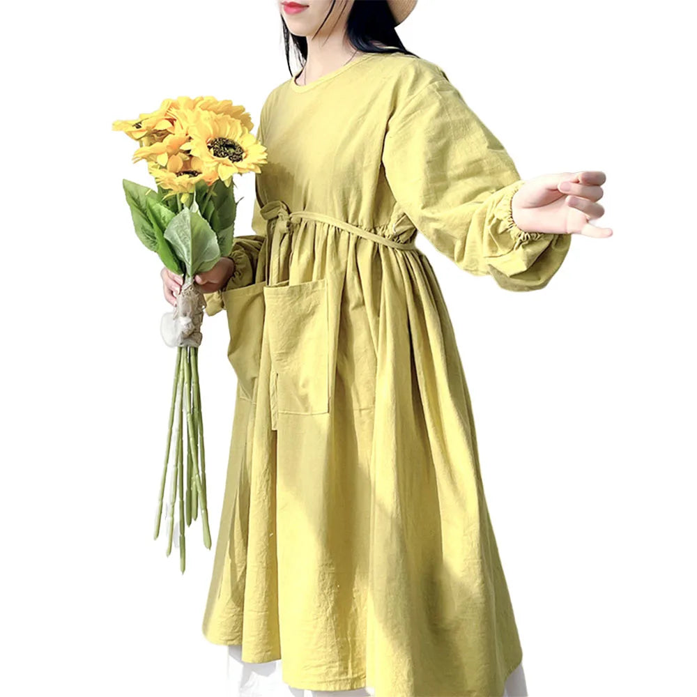 Women's Adult Long Sleeved Bib Aprons with Sleeves Thin Pure Cotton 2024 New Kitchen Home Summer Oversized Niuweili YL110962