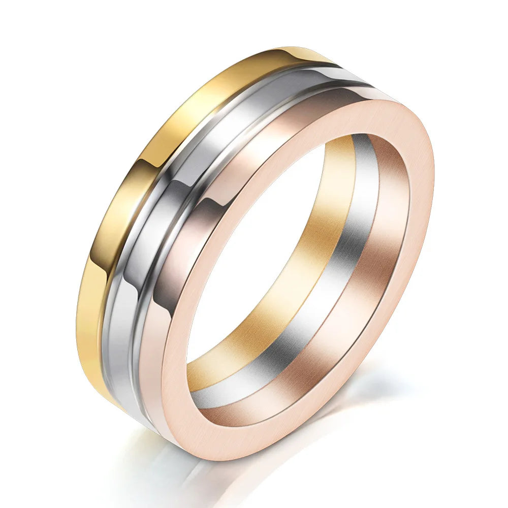 Waterproof Stainless Steel Colorful Ring Jewelry Women 18K PVD Plated Engagement Unisex Couples Finger Rings