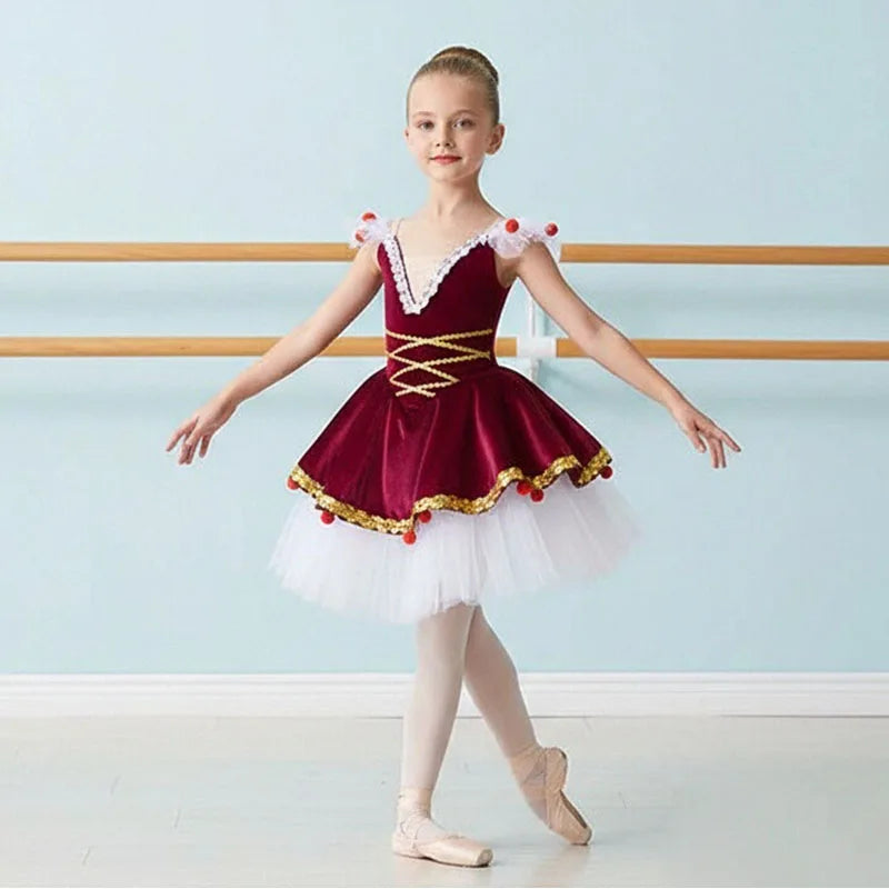 Red Peach Romantic Ballet Tutu Dress Yellow Fairy Dall Adult Professional Competition Girl Ballet Long Dress Skirt