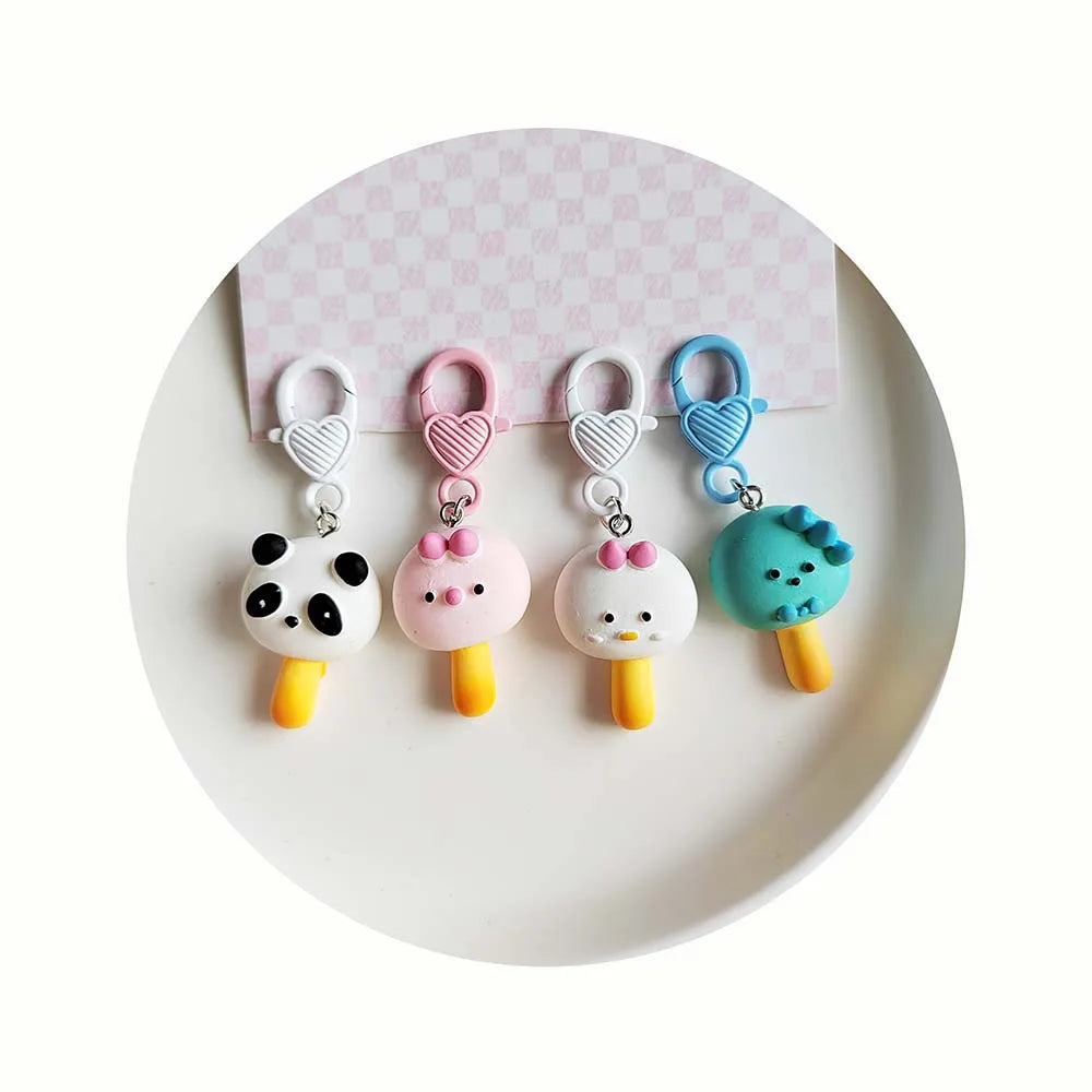 Kawaii 3D Animal Serious Cute Cartoon Round Pendant Key Chain for Girl Handbag Decor