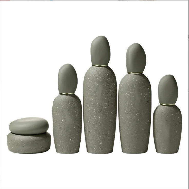Original Design Stone Color Original Ecological Concept Cosmetic Packaging Skincare Product Set Lotion Bottle
