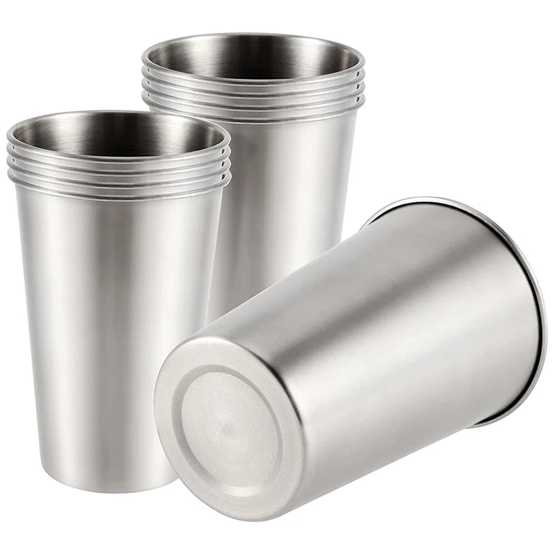 SUS304 Camping Cups Stackable Metal Single Wall Stainless Steel Pint Tumbler