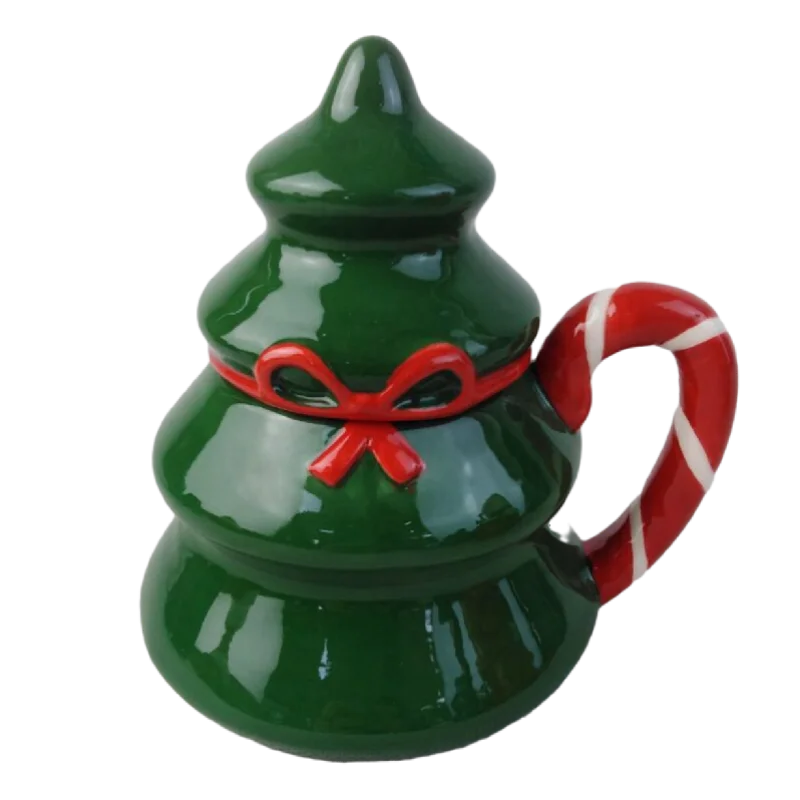 Christmas Handpainted 3D Clay Ceramic Mug Handgrip Design Cute Santa Claus Cartoon Pattern Customized Color Logo Modern Gift 