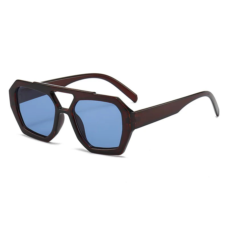 New Design Unique Glasses Frames Unisex Oversized Double Beam Polygon Square Frame Sunglasses