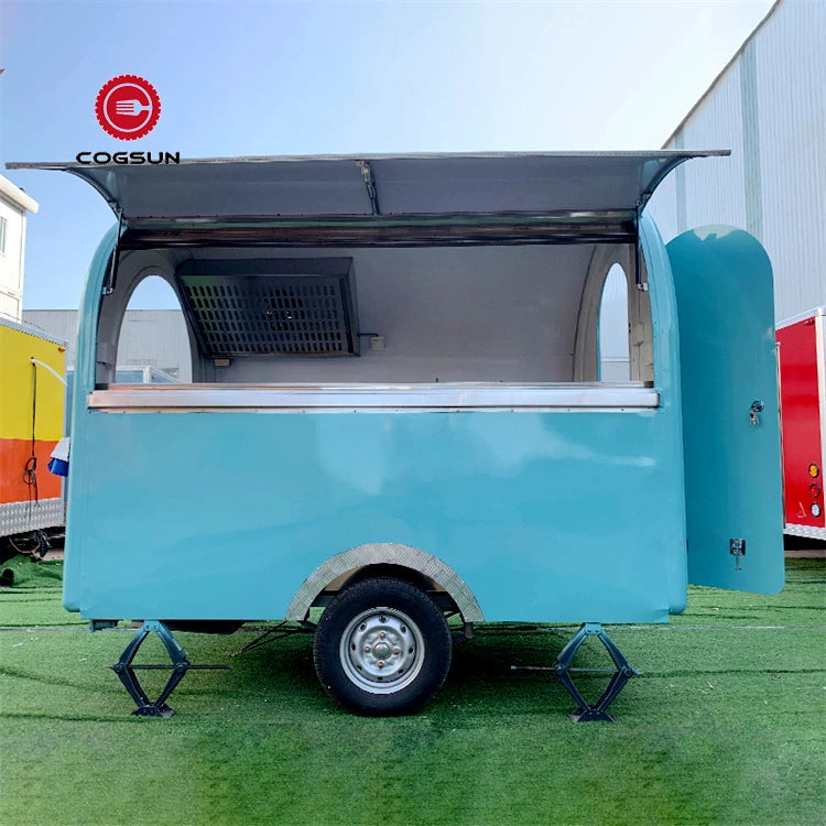 Mobile Square Small Towable Mobile Hot Food and Beverage Cart Carts Truck Trailer With Upstairs Design for Sale