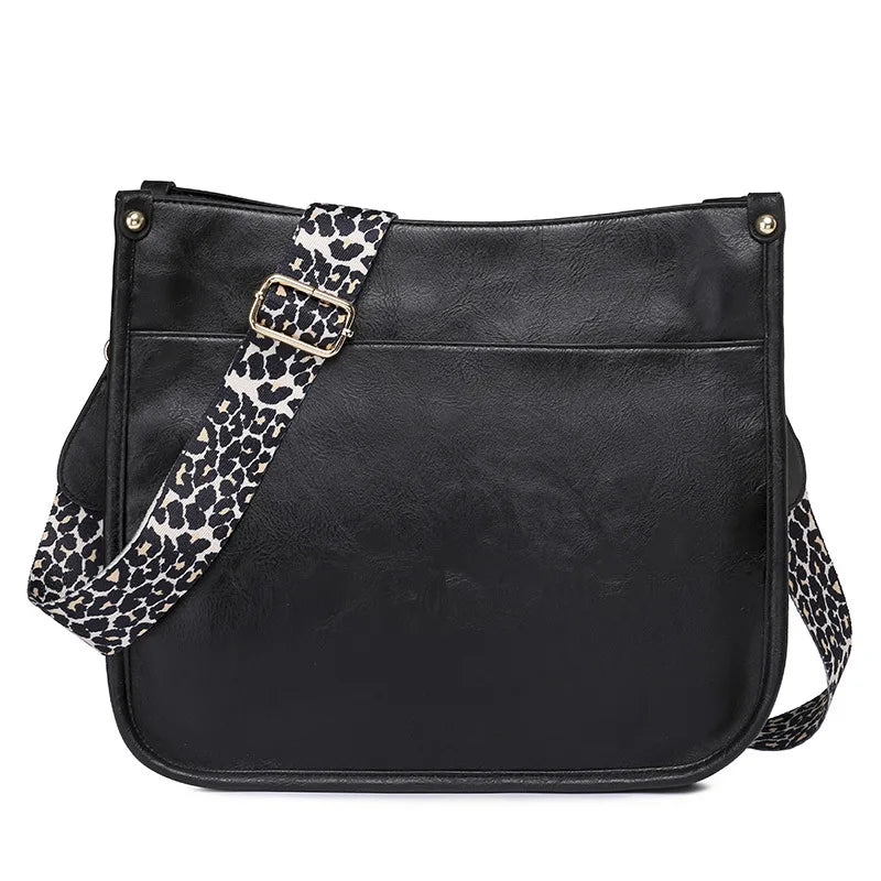 Large Capacity Retro Crossbody Bag for Women Soft PU Leather Fashionable Portable Shoulder Bag Letter for Work Commuting Casu