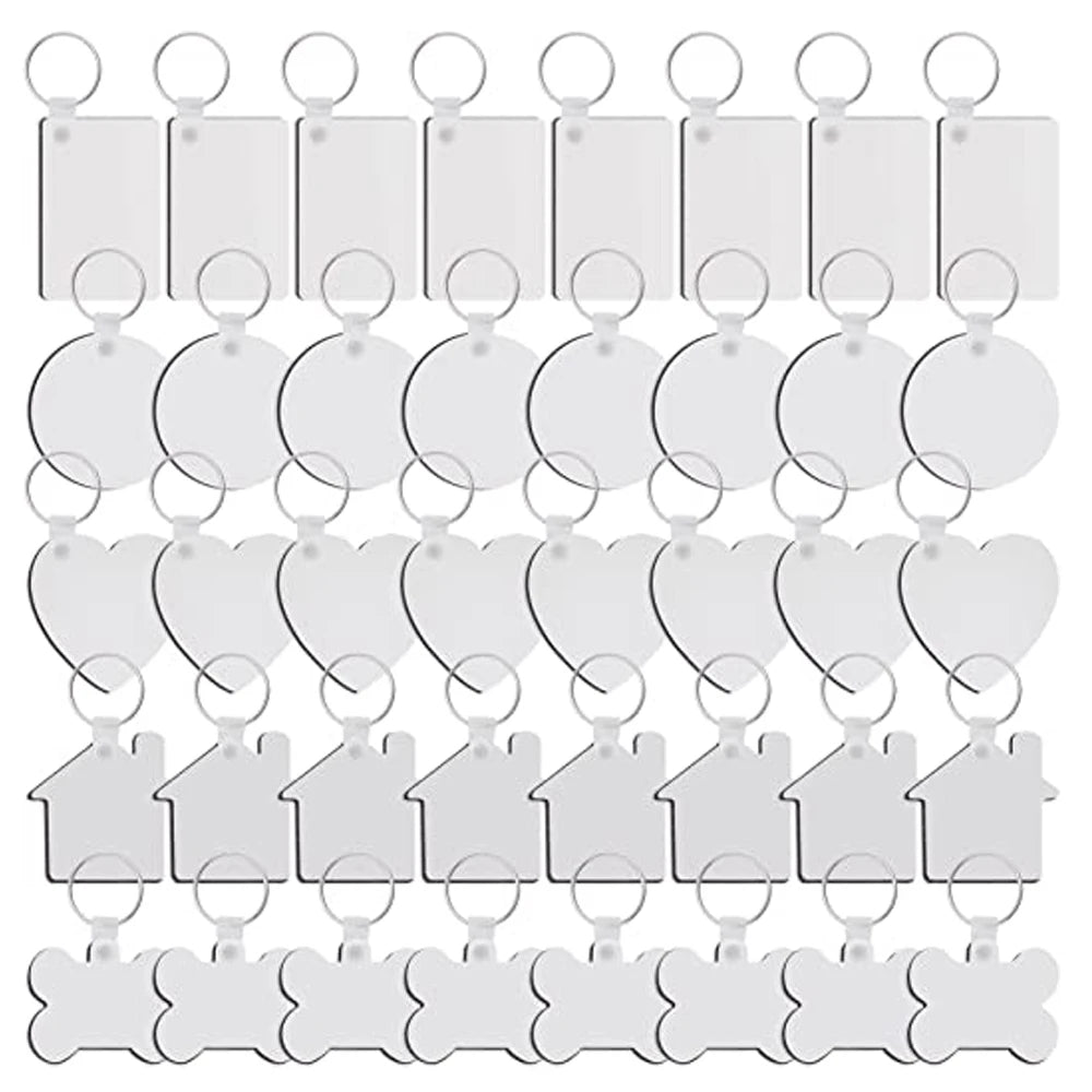40PCS/Lot MDF Key Ring Wooden Custom Sublimation Blanks  MDF Keychains for Promotion Gifts