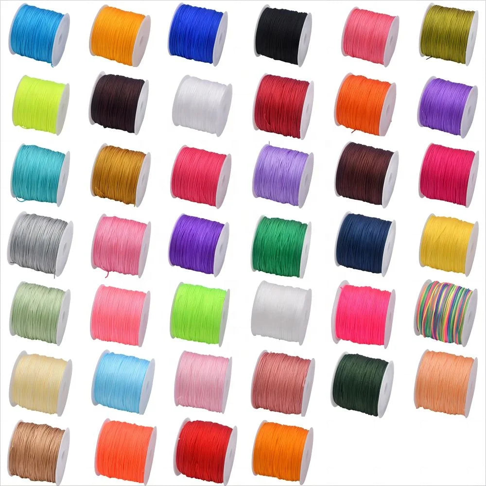 0.8mm 50Yds Crafts Nylon Satin String Jewelry Making Beading Braided Bracelets Rattail Trim Embroidery Cross Stitch Crochet
