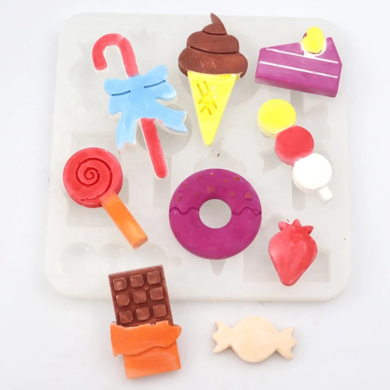 827 Factory Stock Different Candy Ice Cream Shape Silicone Resin Mold Epoxy Diy Hand Made Resin Silicone Diy Resin Jewelry Mo