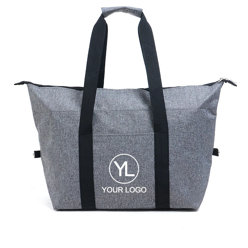 Custom Logo Large Capacity Zippered Insulated Cooler Tote Bag with Front Pocket for Corporate Events