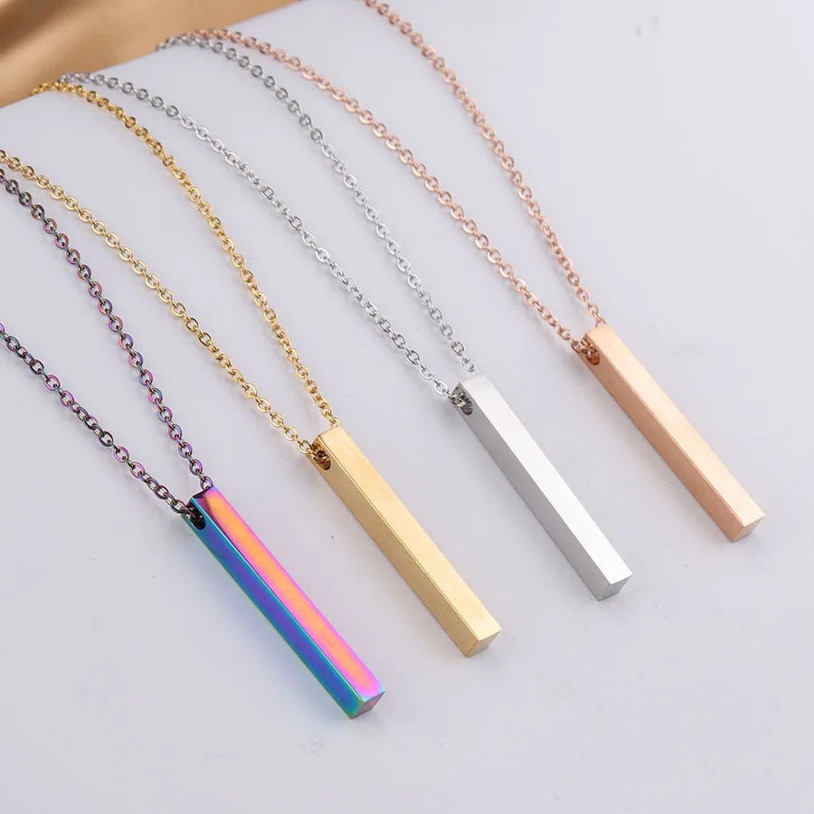 Stainless Steel Three-Dimensional Rod Pendants for Necklace Engraving Logo Custom Necklace Wholesale DIY Fine Jewelry Necklac