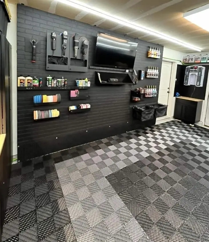 Car Wash Rib Plastic Interlocking Floor Tiles Garage Flooring Auto Detailing Workshop Floor