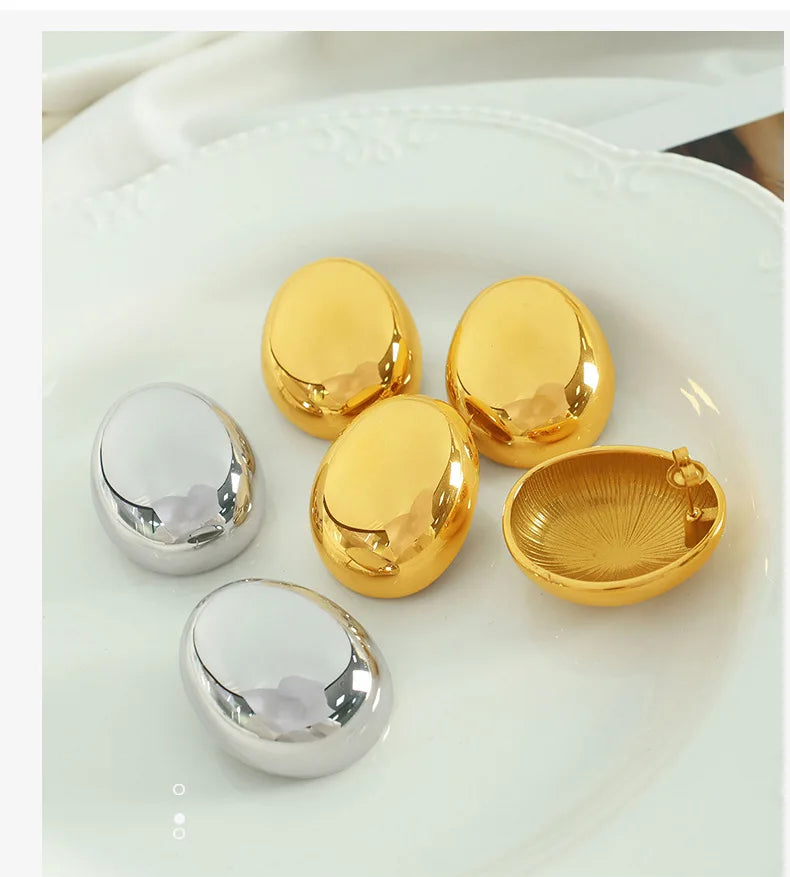 New Arrival Exaggerated Big Tarnish Free Smooth 18k Gold Plated 316L Stainless Steel Half Ball Shape Stud Earrings for Women