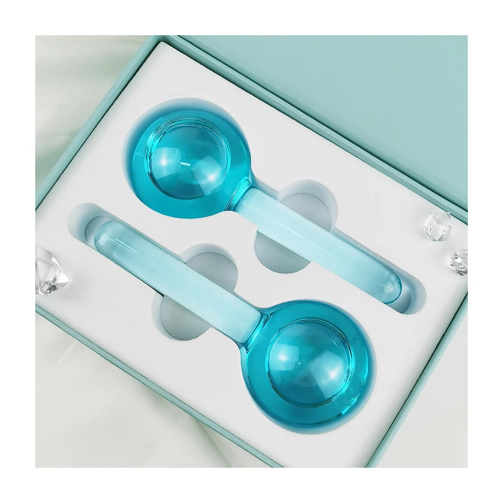 Glass Facial Cooling Globes for Face Eye Polymer Gel Beauty Tools to Tighten Skin Reduce Puffiness Facial Ice Globes