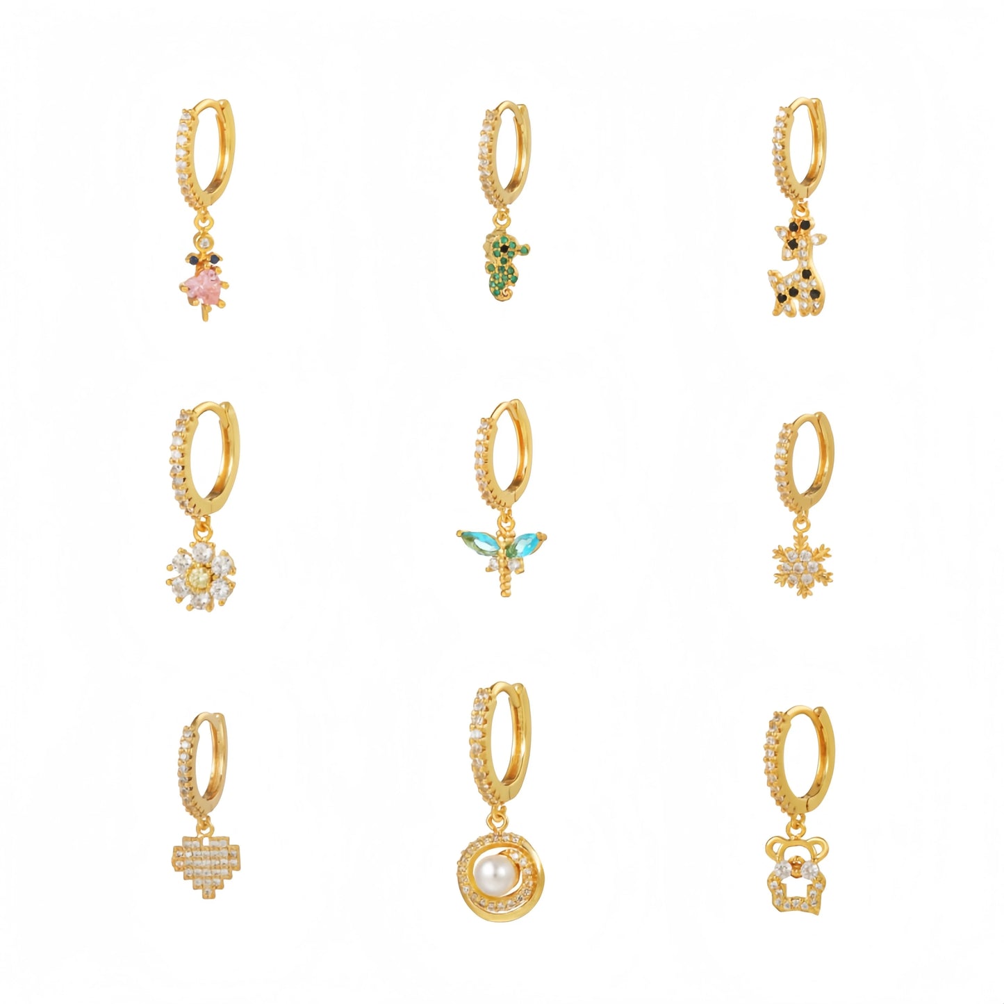 ZUOLA New Dangle Zircon Cartilage Huggie Earrings Eco-friendly Brass 18K Gold Plated Trendy Women's Piercing Jewelry Wholesal