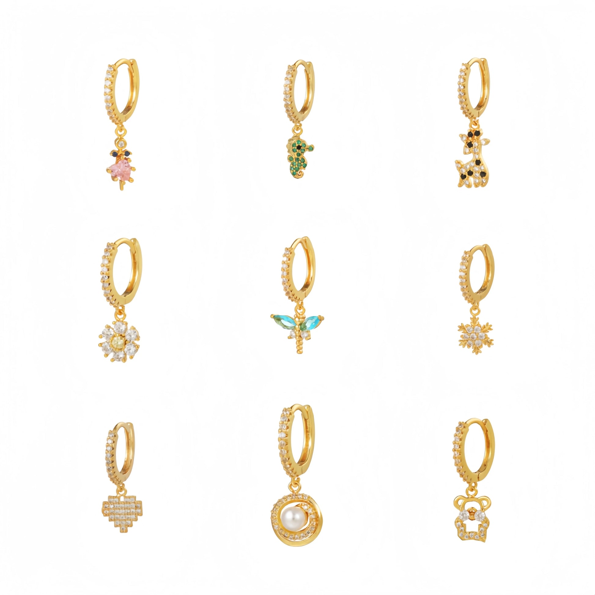 ZUOLA New Dangle Zircon Cartilage Huggie Earrings Eco-friendly Brass 18K Gold Plated Trendy Women's Piercing Jewelry Wholesal