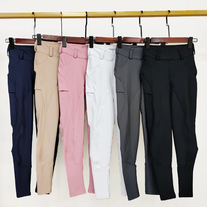 Hot Style Children Full Silicone Horse Riding Leggings Horseback Riding Pants Quick Dry Equestrian Breeches Colorfast Trouser