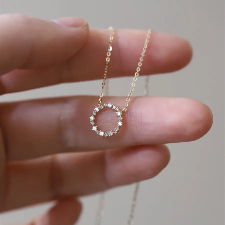 Trendy Fine Jewelry Micro Paved Zircon Linked Circle Pendant Necklace Stylish Sterling Silver for Weddings Parties Anniversar