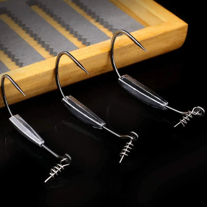 Weighted Twistlock Black Chrome Nickel Hook Centering Pin 3.5g/7g/10g for All Saltwater Artificial Soft Bait Lead Jigging Lur