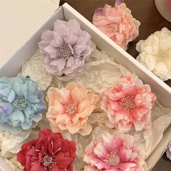 New Artificial Flower Rose Hairpin Dance Party Headdress Fabric Imitation Flower Headdress Edge Clip Brooch Hair Pin Hair Cli