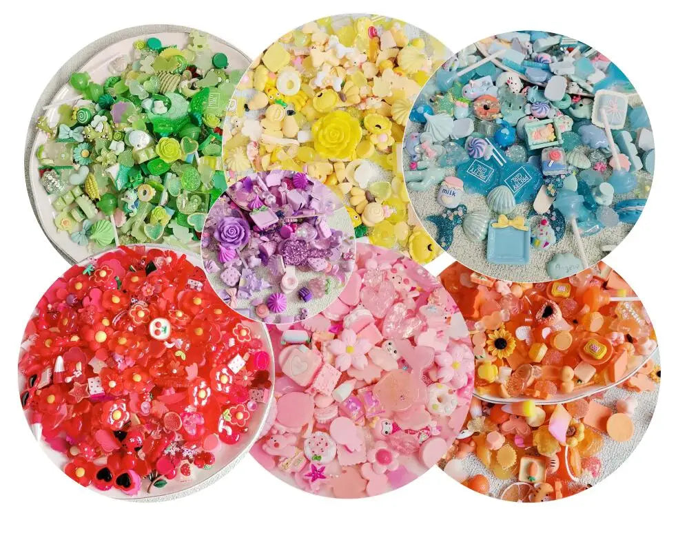 1000Pcs/Lot Color Assorted Mix Resin Charms Random Mixed Flatback Cabochons Embellishments for Slime Fillers Jewelry Making D