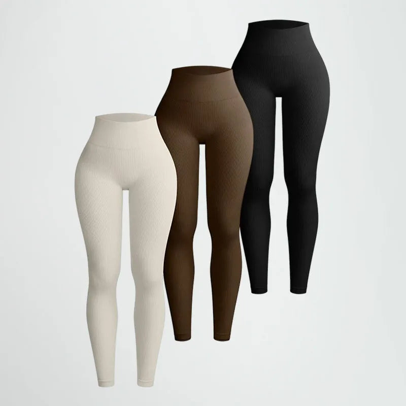 Custom logo 90% Nylon 10% Spandex High Waist Ribbed Yoga Pants Fitness Gym Workout Seamless Leggings  for Women