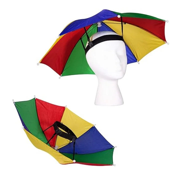 Rainbow Handsfree Umbrella Hat Folding Adjustable Comfortable Design for Camping Fishing Gardening Outdoor Sun Protection