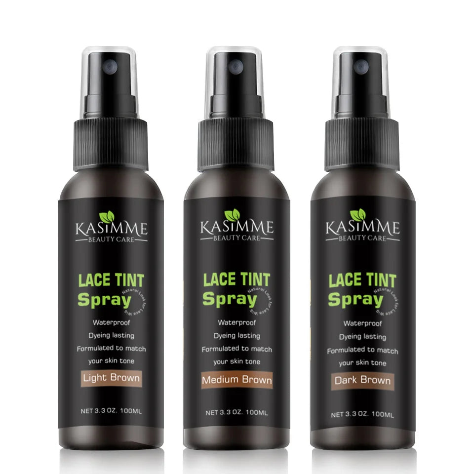 Kasimme 100ml Lace Tint Spray for Hair Extensions & Wigs-Multi-Color Quick-Dry Hides Lace Natural Look