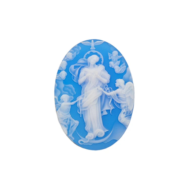 Heizun Factory Hand Carved Religious Gems Our Lady of Knot Agate Cameo Stone Loose Gemstone for Catholic Jewelry Making