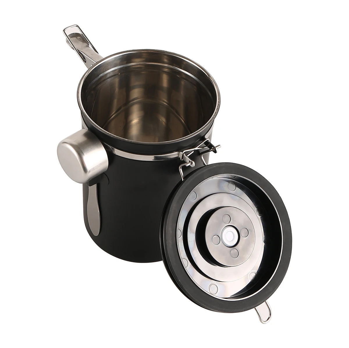 304 Stainless Steel Vacuum Storage with Spoon Tea tank Glass Jar Cafe Metal Box Airtight Coffee Bean Canister Coffee Containe