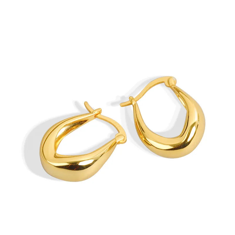 Wholesale Chunky Women U Shape Water Drop Brass Hoop Earrings Copper Jewelry