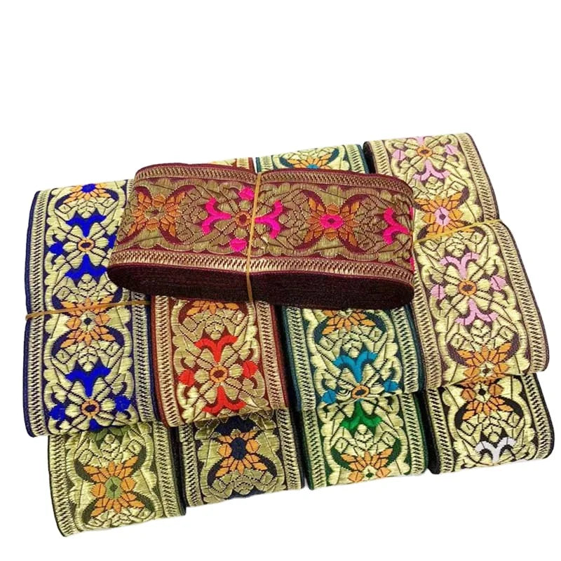 5cm Home Textile Sewing Bag Material Upholstery Flower Jacquard Ribbon Trimming Decorative Costume Stage Clothes Webbing Lace