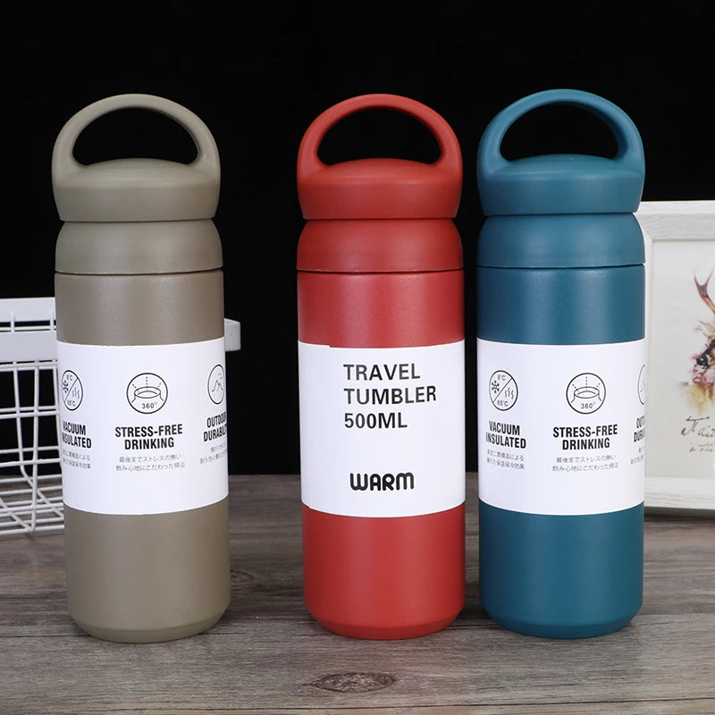 Vacuum Flask & Thermoses Travel Mug Smart Water Bottle 350/500ML Travel Coffee Mugs With Handle