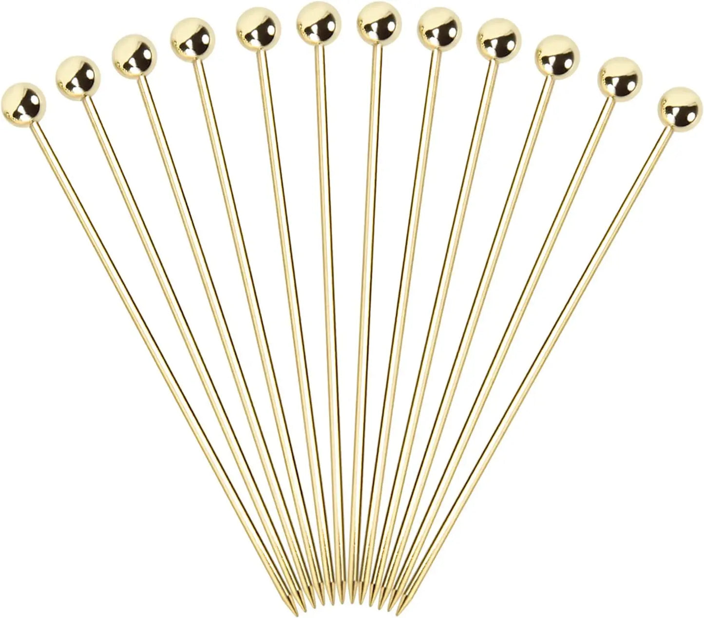 Hot Selling Reusable martini Picks Fruit Toothpicks Garnish Skewesrs Appetizer Drink Stick Metal Gold Cocktail Pick Stick
