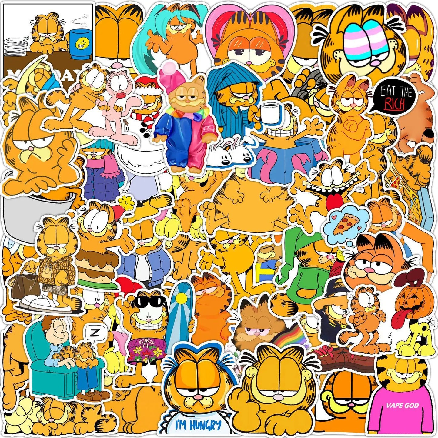 50Pcs Classic Cartoon Cats Graffiti Decorative Stickers Label for Luggage Laptop Guitar Scrapbook Skateboard Waterproof Stick