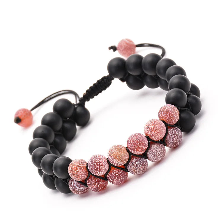 Hot Selling Natural Stone Grinding Sand Bracelet Adjustable Double-Layer Woven Agate Bead Fashion Jewelry in Bracelets Bangle