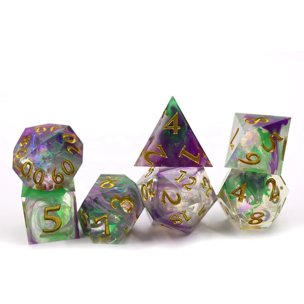 Good Price Dnd Board Game Rpg Polyehdral Resin 7pcs Set sharp Edge vapor Dice