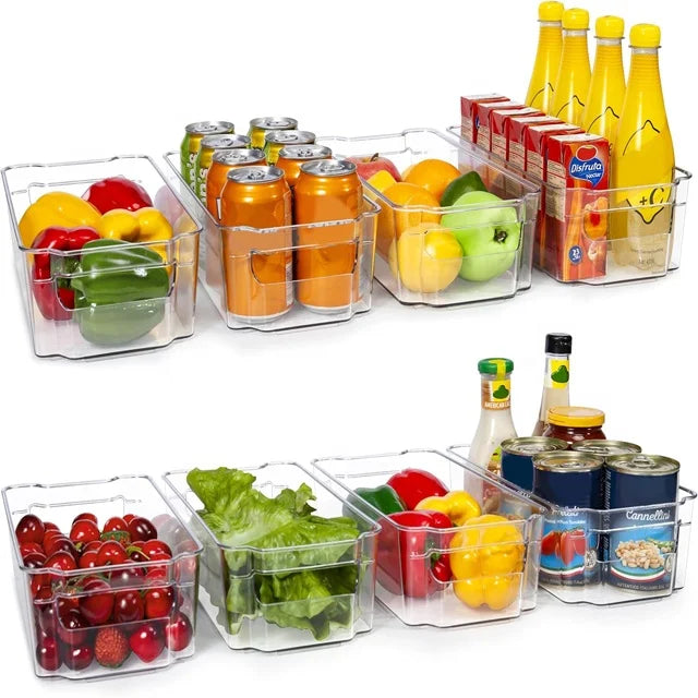 Refrigerator Organizer Bins Clear Plastic Bins for Fridge Freezer Kitchen Cabinet Pantry Organization Fridge Organizer