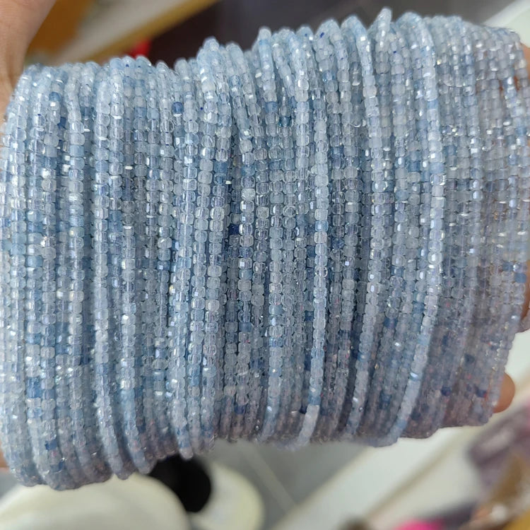 Genuine Real Natural Loose Faceted Cube  Square Beads Aquamarine Gemstone Healing Stone Beads for DIY Jewelry Making