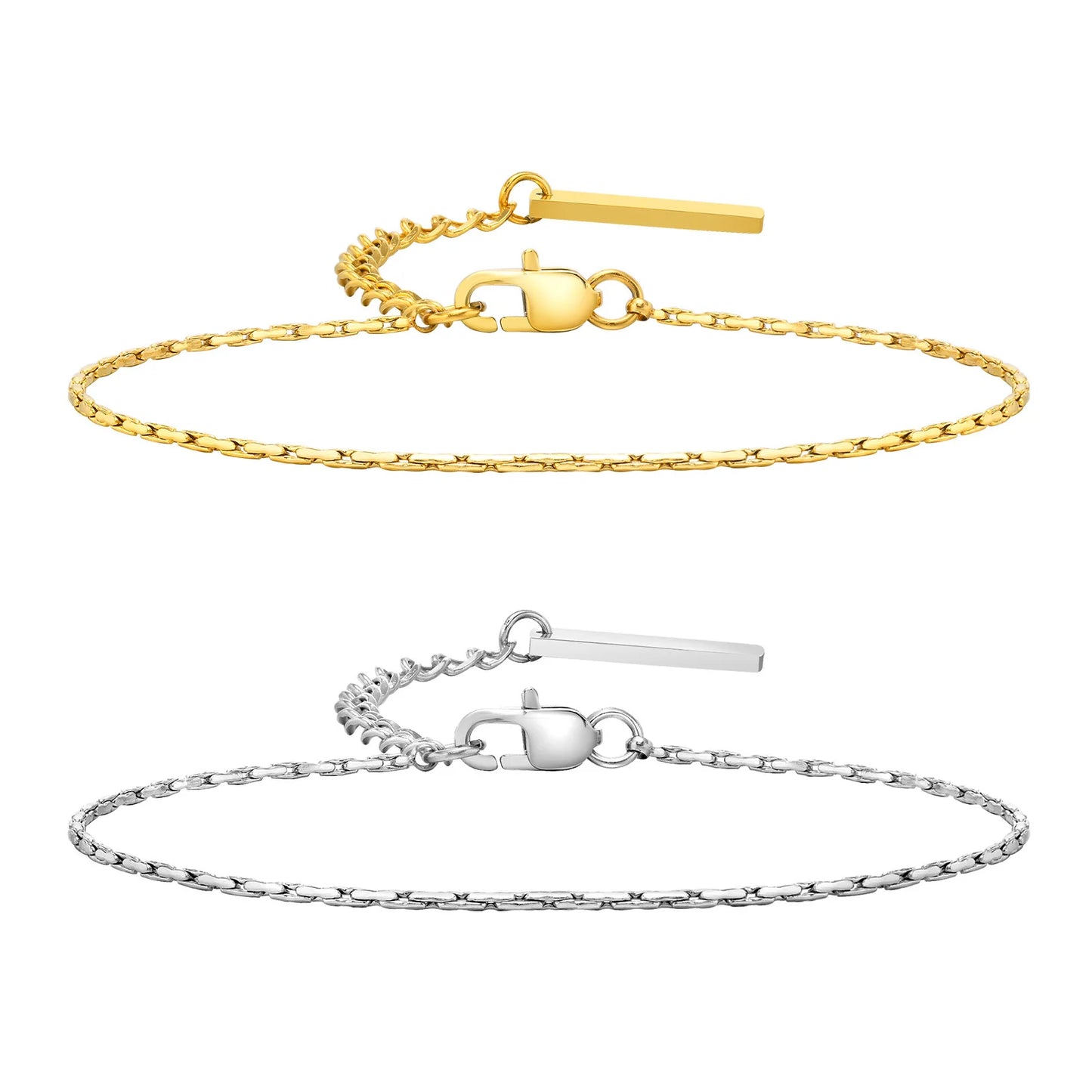 Simple Design 18K Gold Plated Stainless Steel 1mm Thin Gold Chain Charm Bracelet for Women Stacked Jewelry Gift BR-1754