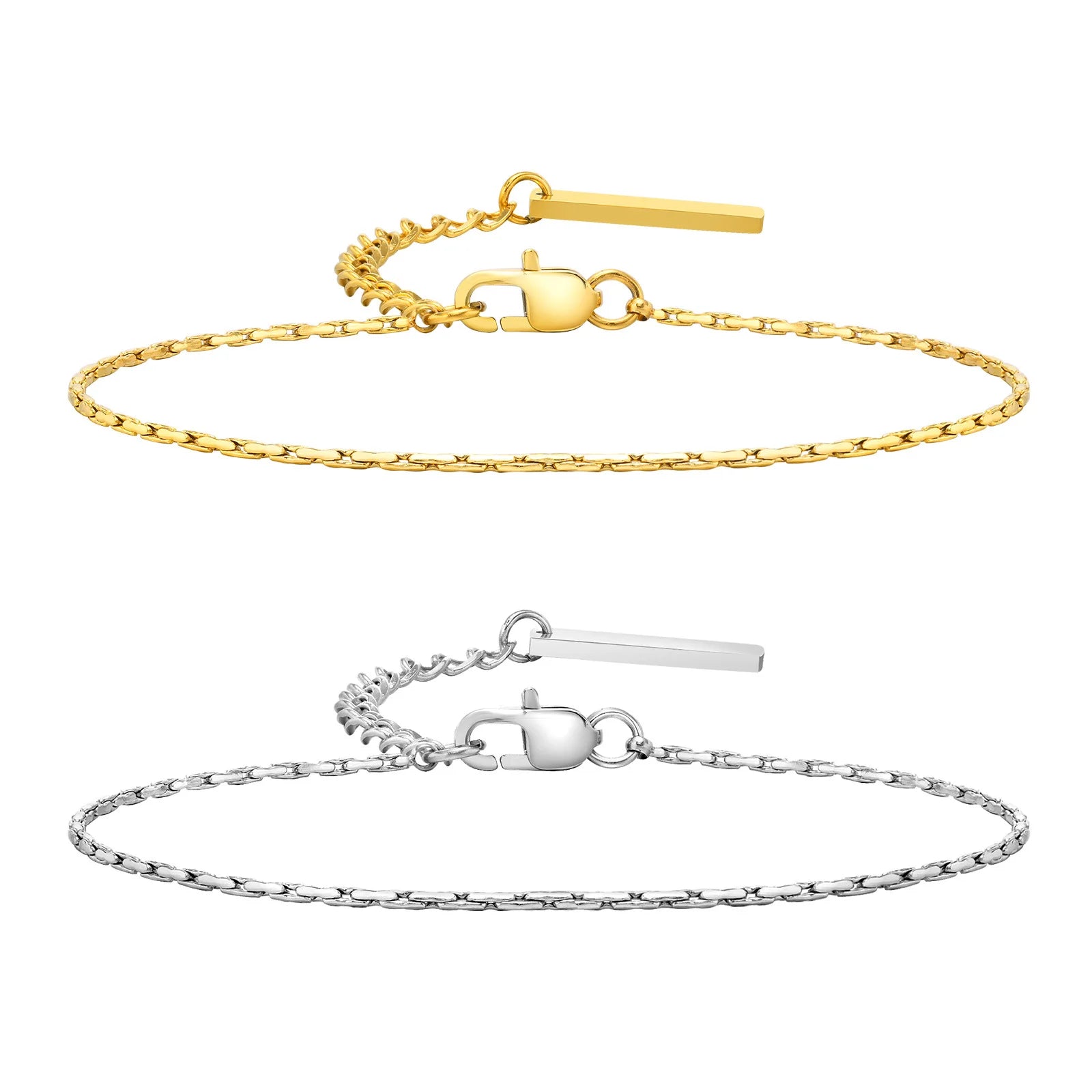 Simple Design 18K Gold Plated Stainless Steel 1mm Thin Gold Chain Charm Bracelet for Women Stacked Jewelry Gift BR-1754
