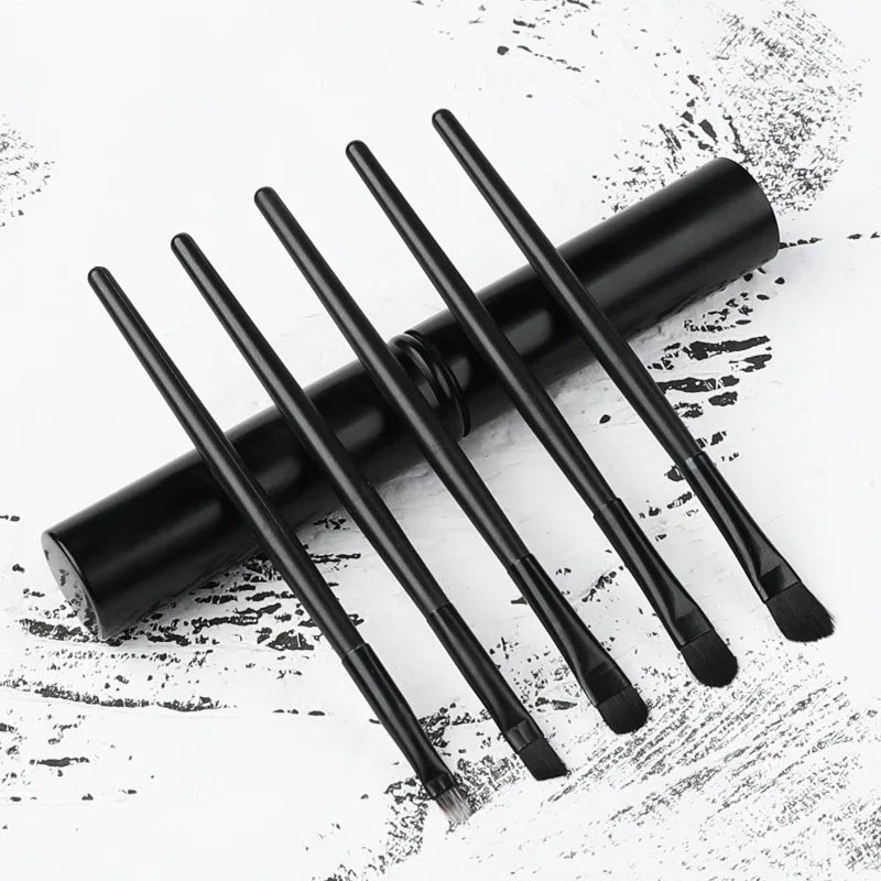 Custom Logo 10pcs Makeup Brush Set with Black Vegan Synthetic Hair Plastic Handle for Concealer and Face Application