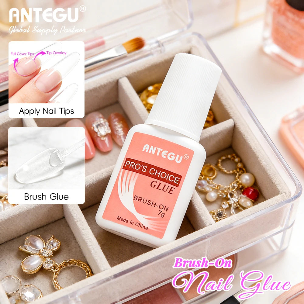 ANTEGU Fast-Dry Nail Glue New Style Salon Beauty UV Lamp-Free Brush on Fast-Drying Nail Adhesive