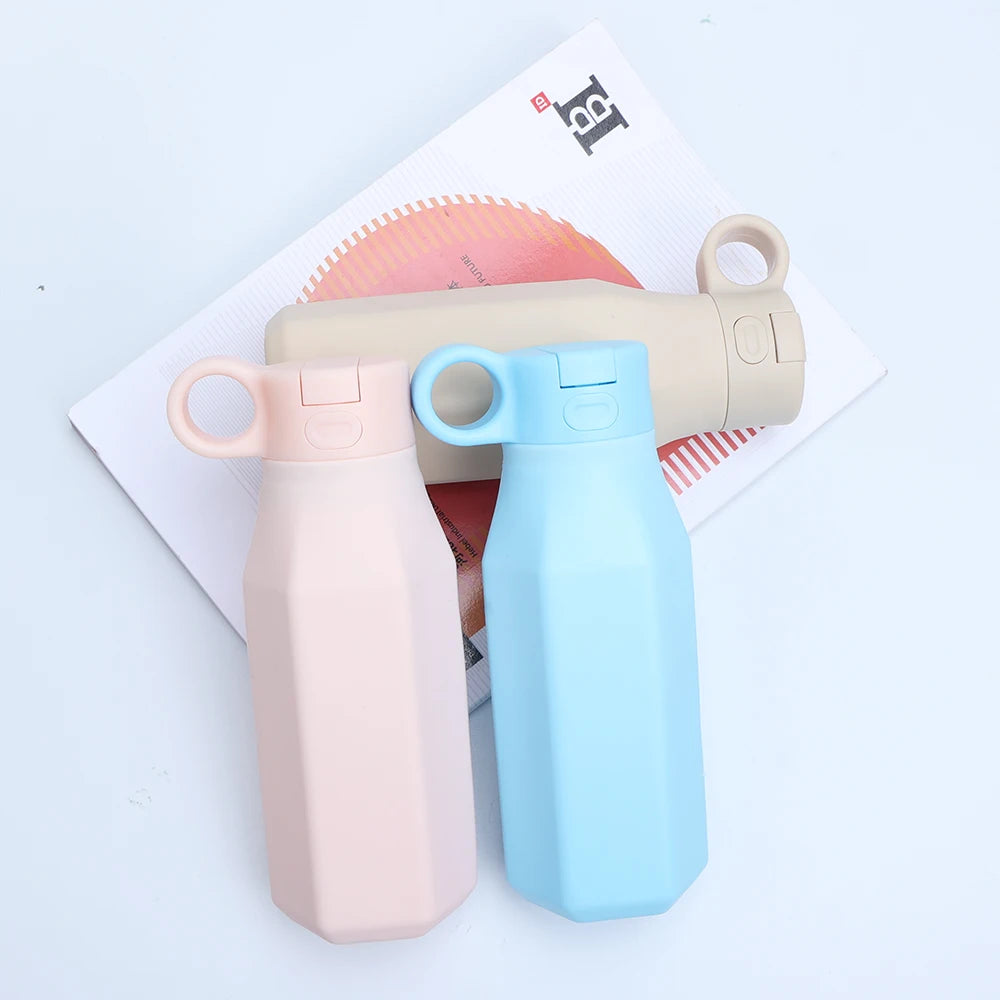 Portable Insulated 350ml Silicone Water Jug Silicone Sports Drink Water Bottle Custom Logo Designed Water Bottle With Straw